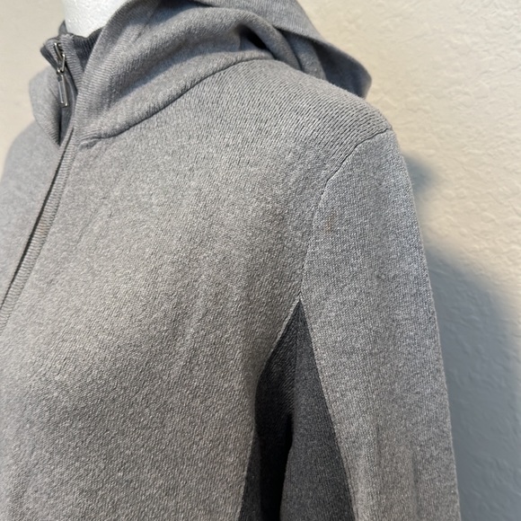 Rachel Zoe sweater Large gray color block zip front hooded jacket - Picture 5 of 10
